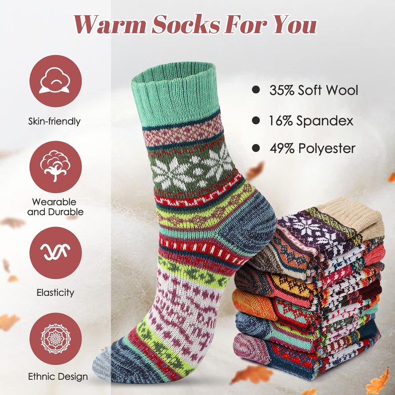 Pleneal Wool Socks for Women - Womens Wool Socks Winter Warm Cozy Knit Sock for Women Men - Image 3